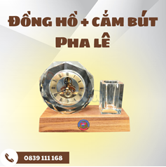 Đồng hồ kèm cắm bút Pha lê