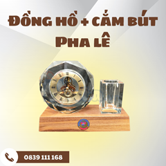 Đồng hồ kèm cắm bút Pha lê
